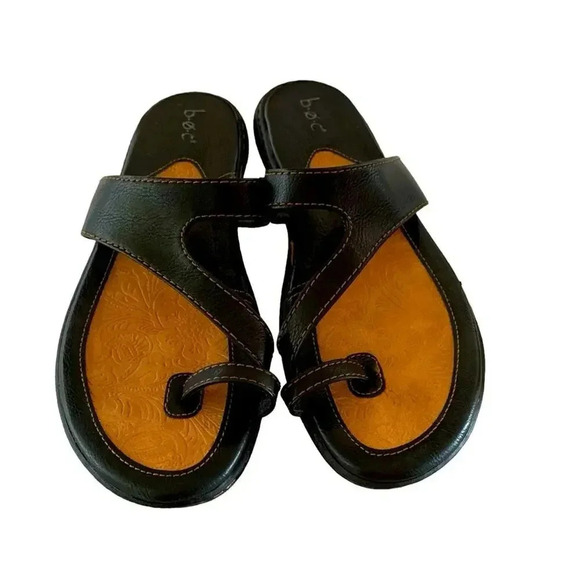 boc Shoes - B.O.C. Women's Flat Sandals Slip-on Slides Flip Flops Black Faux Leather Size 11